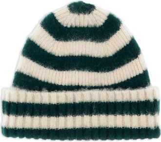 Howlin Hard Working striped-pattern beanie hat - unisex - Lambs Wool - One Size - Green