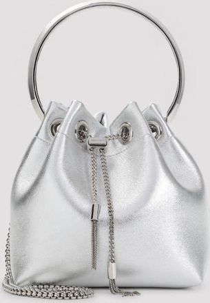 Jimmy Choo London Silver Bon Bon Mini Bucket Bag