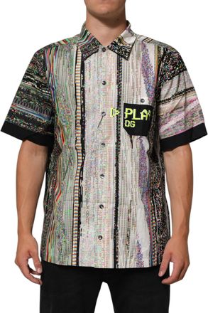 Dolce & Gabbana Mens Multicolor Graphic Collared Casual Shirt Cotton