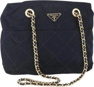 Prada Pre-owned Shoulder Bags, female, Blue, Size: ONE SIZE Pre-owned Vintage Nylon Shoulder Bag