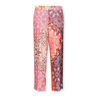 Elena Miro Viscose broek met print - Dames - Straight fit broeken - Veelkleurig - 3XL - Broeken