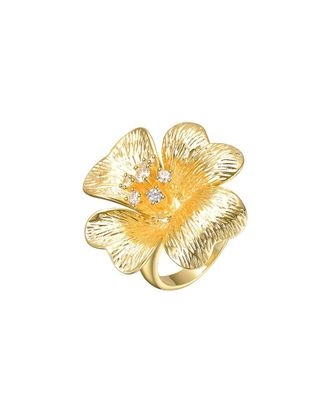 Rachel Glauber 14K Plated Cz Flower Ring