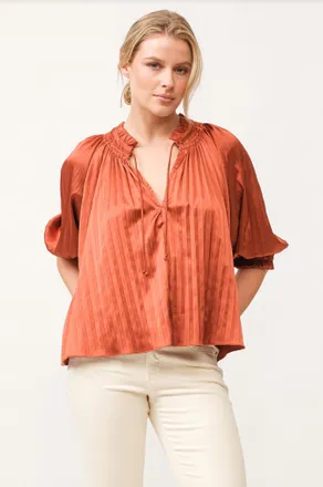 Dear John Denim Anna Relaxed Fit Pleated Blouse In Spice