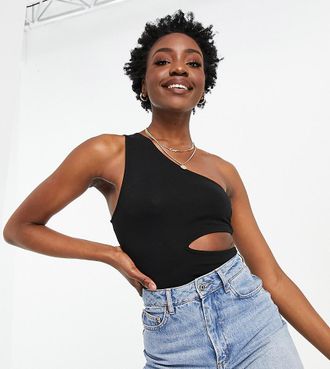 Asos Tall ASOS DESIGN Tall - Oberteil mit One-Shoulder-Träger und Zierausschnitt in Schwarz