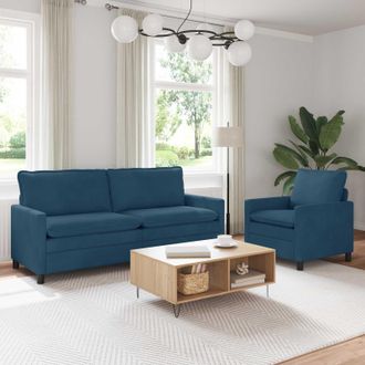 vidaXL Vidaxl Set Di Divani 2 Pz Blu Velluto