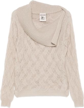 Semicouture Kabelgebreide trui met ronde hals - Beige