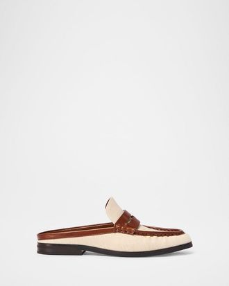SIMKHAI Dean Canvas & Leather Backless Loafers