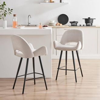 Furniturebox 2x Layla Cream Fabric Bar Chairs