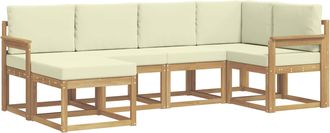 vidaXL Conjunto De Sof&aacute;s De Exterior 6 Uds. Blanco Y Crema Poli&eacute;ster Vidaxl