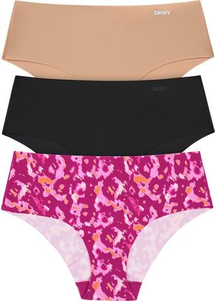 DKNY Litewear Cut Anywhere Assorted 3-Pack Hipster Briefs in Black/glow/Watercolor at Nordstrom, Size X-Large