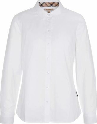 Barbour Elegante Oxford Katoenen Overhemd met Vrouwelijke Details - Dames - Overhemden - Wit - L - Katoen - Overhemden