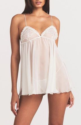 SKIMS Romance Silk Babydoll Slip in Ivory at Nordstrom, Size Xx-Small