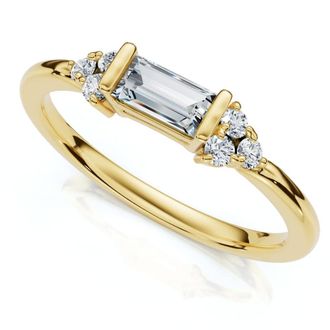 Pompeii3 Emerald Diamond Stackable Wedding Ring Women Anniversary Band 14k Gold Lab Grown