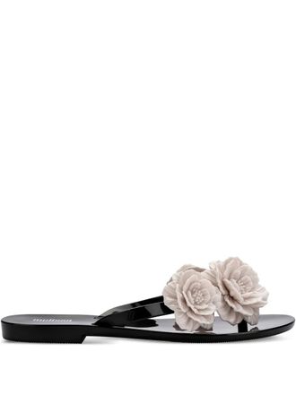 Melissa Harmonic Springtime floral-embellished flip flops - Black