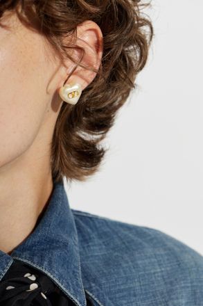 Valentino Garavani Earrings With Logo, Womens, Cream