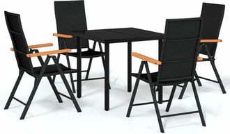 vidaXL Juego De Comedor Para Jard&iacute;n 5 Piezas Negro Vidaxl