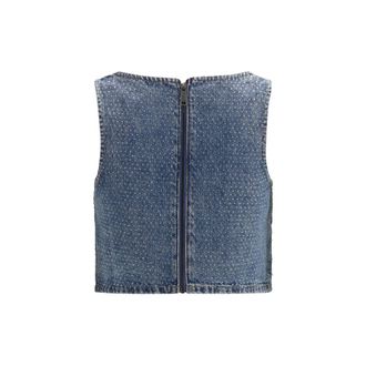 Self Portrait Womens Blue Denim Shirt