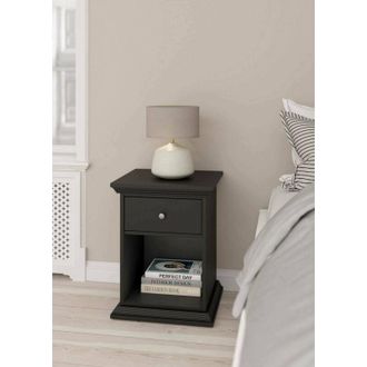 Dmora Dmora - Mesa De Noche Pascal, C&oacute;moda Baja, Mesilla De Noche, Estante De La Cama, 48x43 H63 Cm, Negro