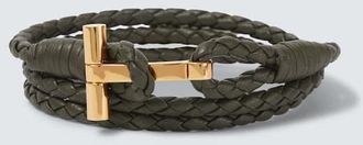 Tom Ford T braided leather bracelet