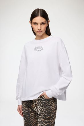 Ganni White Essential Basic Long-sleeve - Size L Organic Cotton