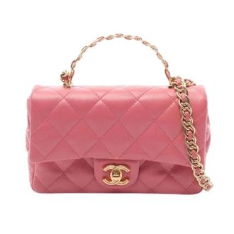 Chanel Pre-owned Matelasse Lamsvacht 2way Schoudertas - Dames - Pre-owned - Roze - Maat: ONE Size Leer