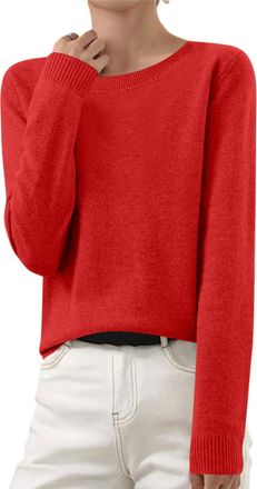 Generic Autumn Sweaters Women Round Neck Long Sleeve Womens Jumpers Casual Ladies Tops Pullover Warm Regular Fit Womens Sweatshirt Knitted Soft Cashmere Ladie