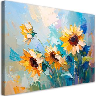 Artgeist Artgeist - Quadro su tela, Girasoli Fiori imitazione pittura ad olio - 60x40