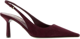 Prada Womens Aubergine Suede Pumps Bordeaux Scarpe Con Tacco High Heel Shoes