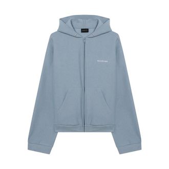 Balenciaga Zip-throughs, female, Blue, Size: M Back Zip-up Hoodie