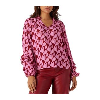 Ydence Ydence, Overhemden, Dames, Veelkleurig, S, Wol, Roze Ellie Blouse voor Stijlvol Comfort