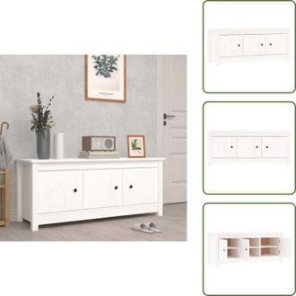 vidaXL The Living Store Scarpiera Bianca 110x38x45,5 cm in Legno Massello di Pino - Scarpiera in pino
