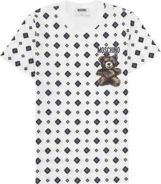 Moschino White Printed Crew Neck T-Shirt