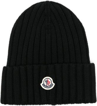 Moncler Black Logo Beanie Cap