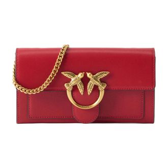 Pinko Pinko - Love One Wallet C - Dames - Tassen - Rood - Maat: ONE Size Zijde