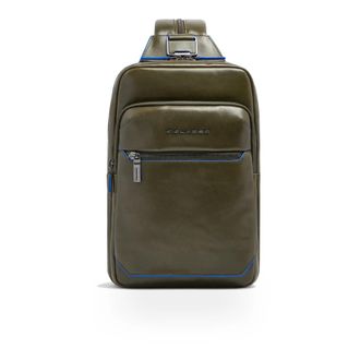 Piquadro Leren Sling Bag Om te Bouwen tot Rugzak - Heren - Tassen - Groen - Maat: ONE Size Leer
