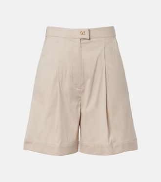 Max Mara Medeola pleated cotton-blend Bermuda shorts