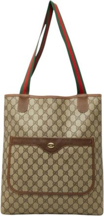 Gucci Gg Plus Beige Pvc Shoulder Bag Tote Bag (Pre-Owned)