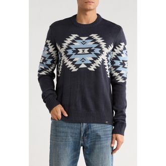Lucky Brand Geometric Jacquard Crewneck Sweater in Blue Multi at Nordstrom Rack, Size X-Large