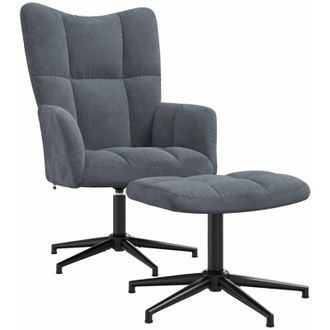 vidaXL Vidaxl - Sill&oacute;n De Relax Con Taburete Terciopelo Gris Oscuro