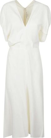 Victoria Beckham Abito midi con scollo a V - Bianco