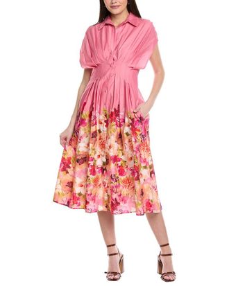 Badgley Mischka Pleated Shirtdress