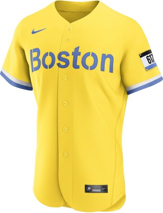 Nike Mens MLB Boston Red Sox City Connect (Rafael Devers) Authentic Baseball Jersey in Brown | 890XBQCGBQ9-D11