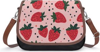 Generic Strawberry Pattern Small Womens Crossbody Bags Shoulder Handbag with Adjustable Strap for Travel