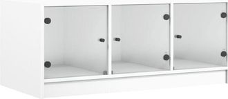 vidaXL Coffee Table with Glass Doors White 102x50x42 cm Vidaxl