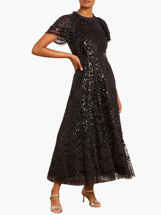 Needle & Thread Deco Dot Ankle Gown in Graphite at Nordstrom, Size 12