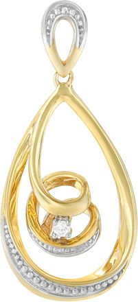 House of Brilliance 10K Gold Brilliant-Cut Diamond-Accented Open Teardrop Twisted Curl 18 Pendant Necklace