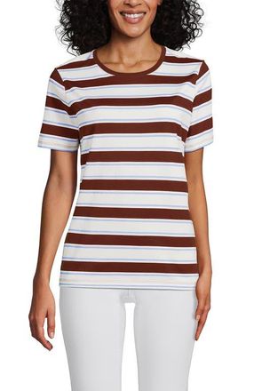 Lands End Relaxed Supima Cotton T-Shirt in Earthen Clay Sail Stripes at Nordstrom, Size X-Large P