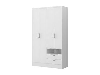 Vente-Unique Armario ODILON - 4 puertas y 2 cajones - Ancho 120 cm - Blanco lacado