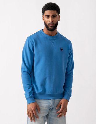 Belstaff Mens Belstaff Mens Crew Neck Sweatshirt With Logo Patch - Marine Blue - Navy - Size: 40