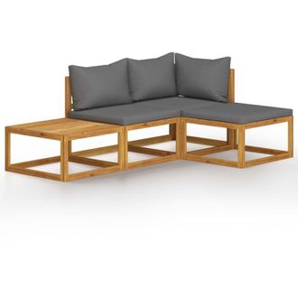 vidaXL Muebles De Jard&iacute;n 4 Pzas Cojines Crema Madera Maciza De Acacia Vidaxl